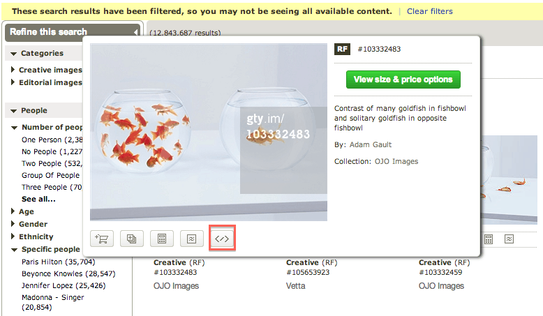 How to get free getty image embed