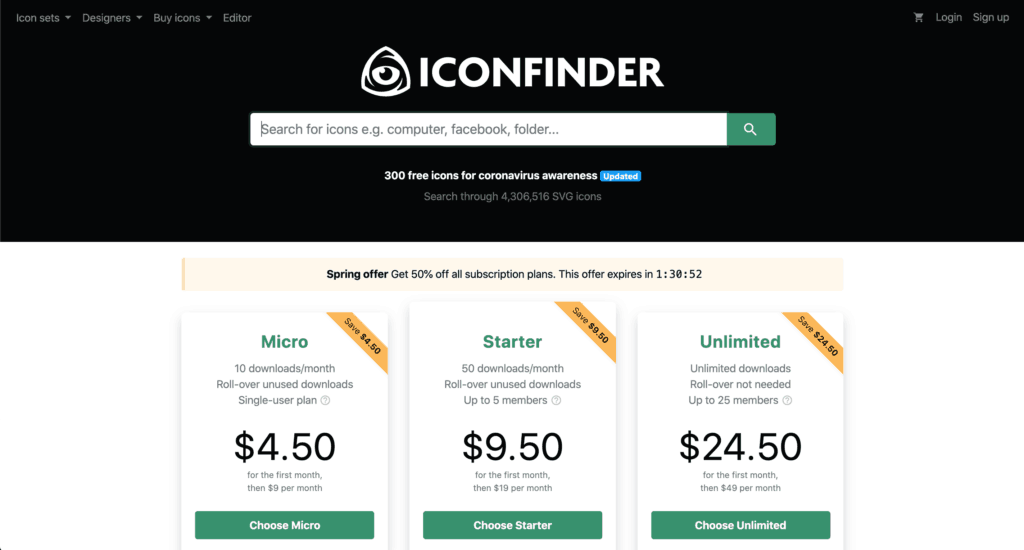 06 iconfinder - มี icon หลายรูปแบบ มีแพคเกจแบบเสียเงินด้วย