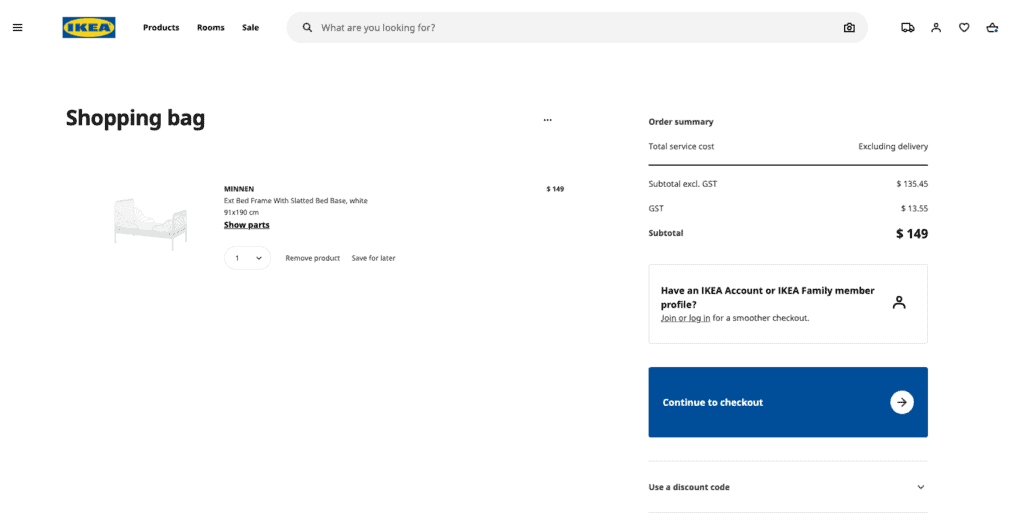 Ikea checkout - ตัวอย่างการแสดงราคาตั้งแต่ก่อนชำระเงิน เว็บขายของออนไลน์