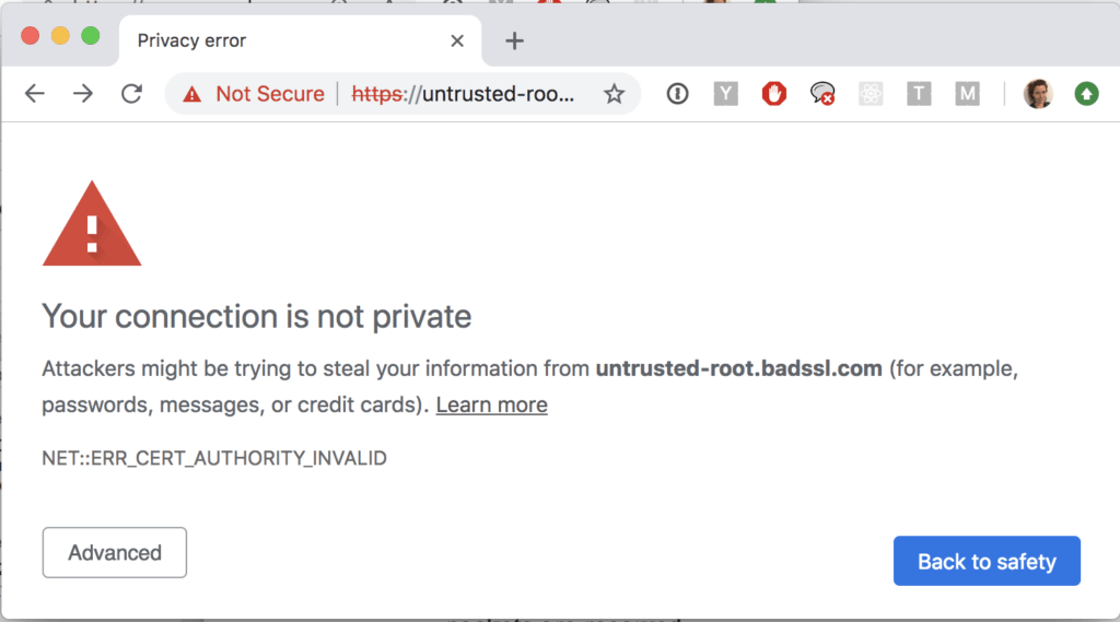 untrust website - no https