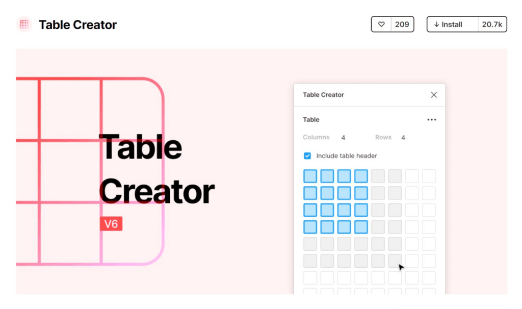 Table Creator figma plugins 