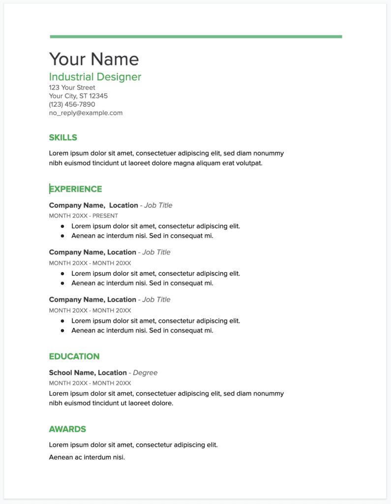Spearmint free resume template