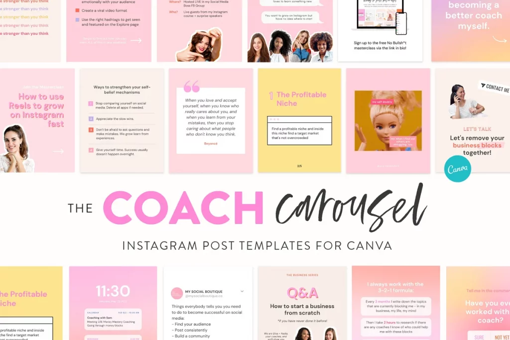cm coach carousel instagram post templates canva my social boutique 2