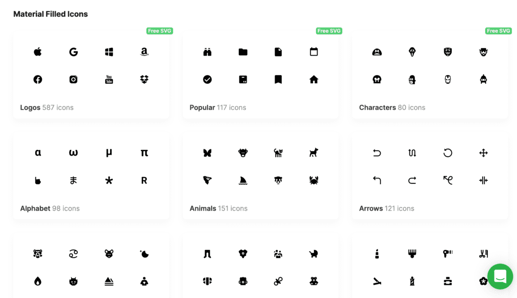 material filled icons