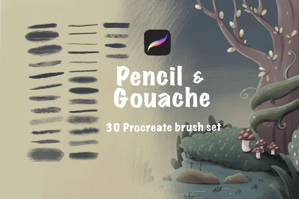 01 pencil and gouache procreate brush
