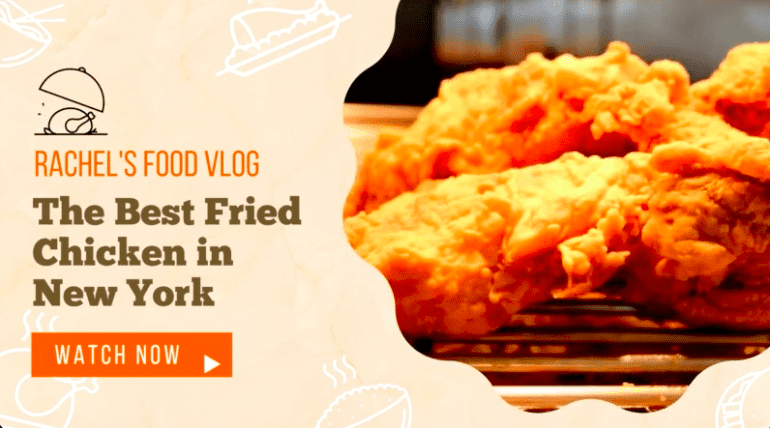 Cream Orange Fried Chicken Food Vlog Intro Video เทมเพลต youtube