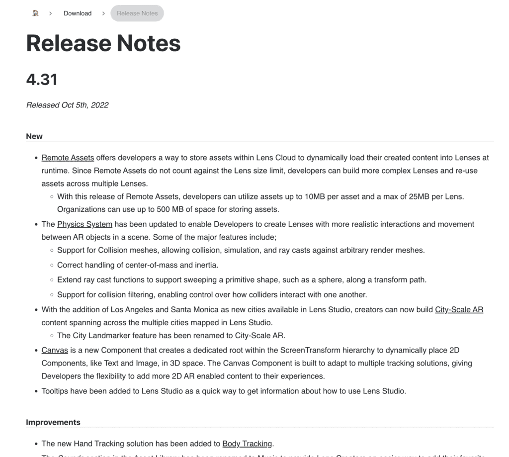 snapchat release note