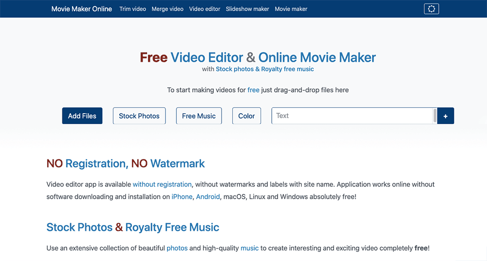 โปรแกรมตัดต่อวิดีโอออนไลน์ MovieMakerOnline