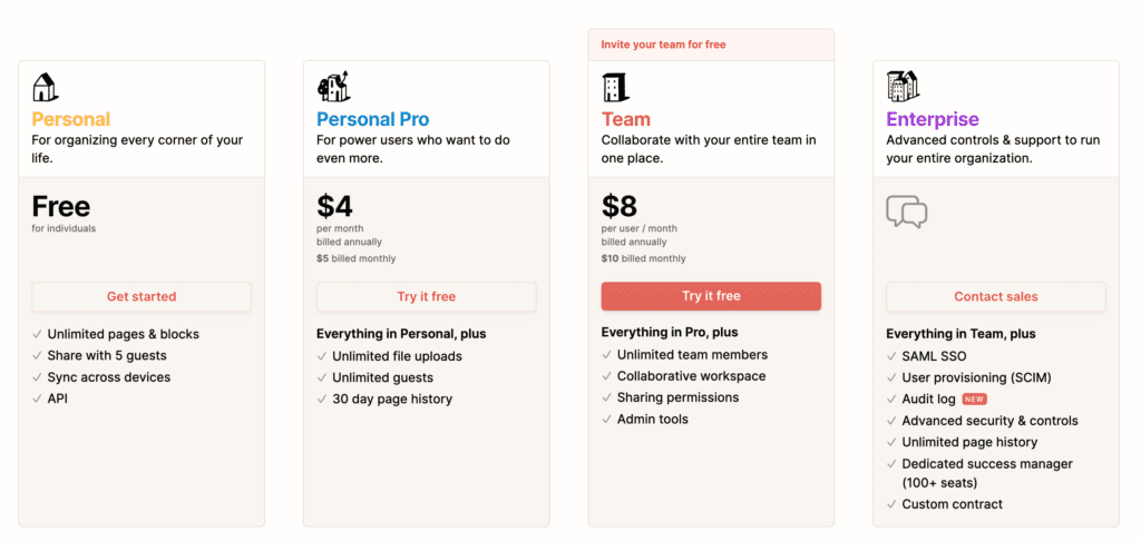 notion pricing
