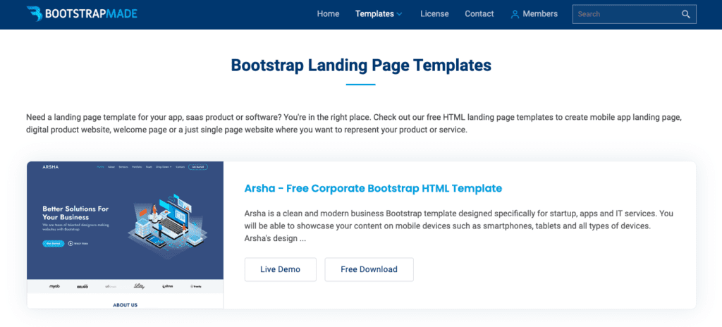 Landing Page Inspiration from BootStrapMade