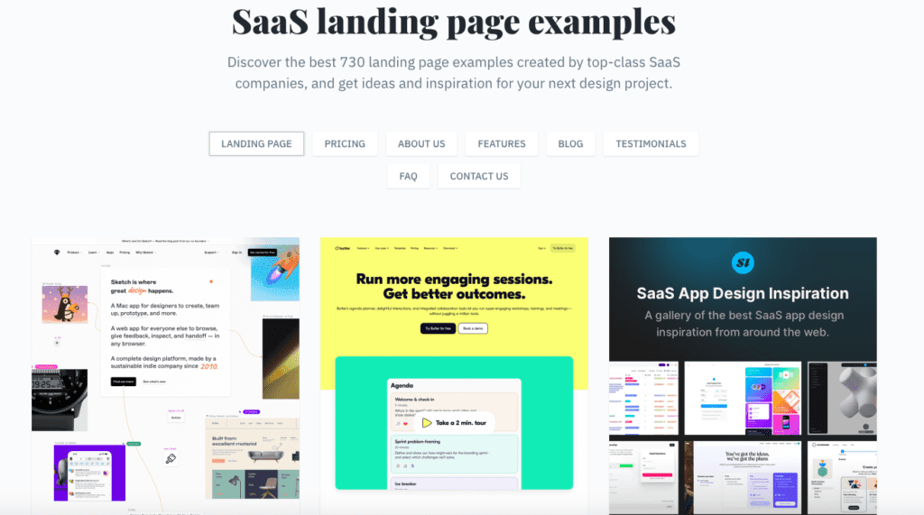Landing Page Inspiration from SaaS