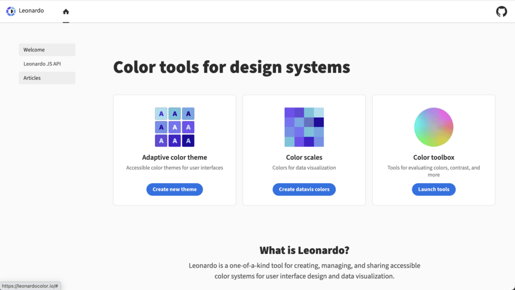 leonardo color tool homepage