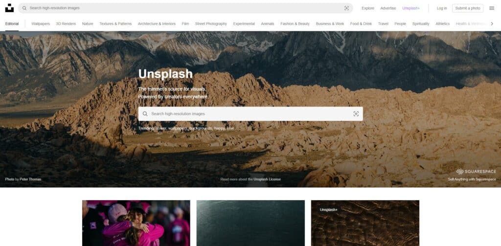เว็บไซต์แจกรูปภาพฟรี Unsplash
