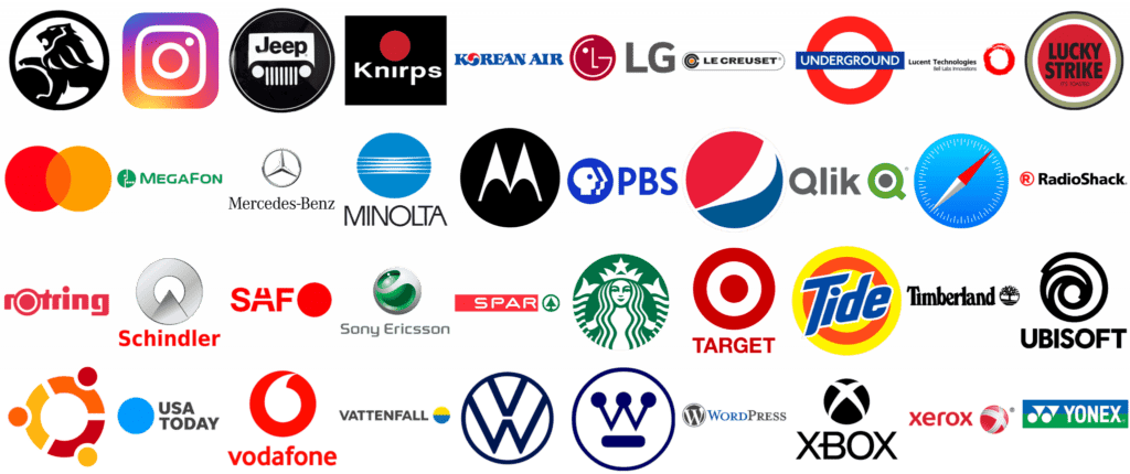 ตัวอย่าง logo จากแบรนด์ชื่อดังที่เป็นทรงกลมจากทั่วโลก
