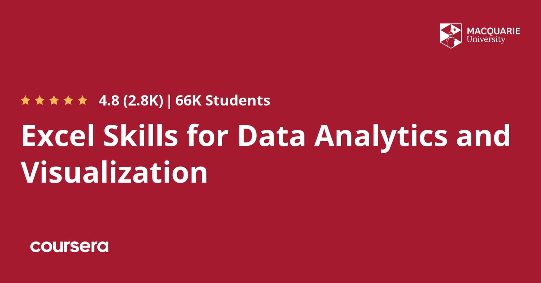 Excel Skills for Data Analytics and Visualization Specialization (Macquarie  University) | Coursera