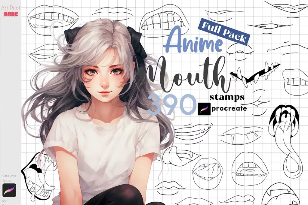 08 anime mouth lips stamps